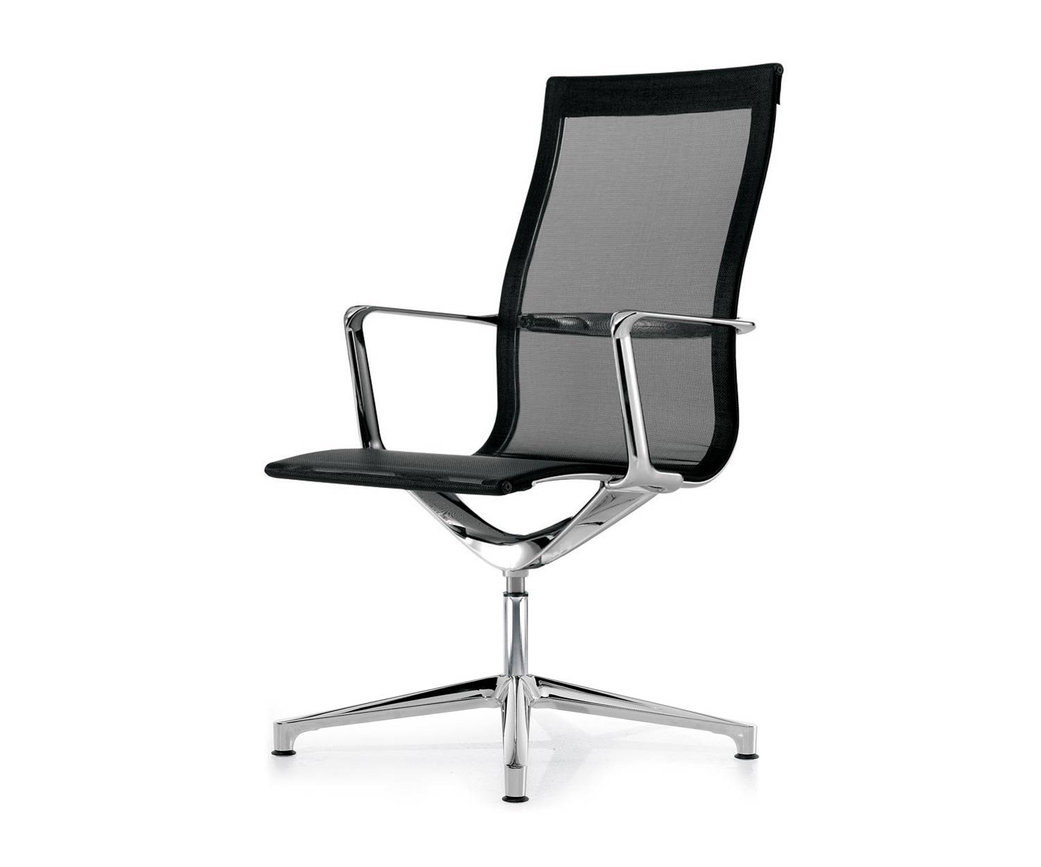 ICF Una Chair Managment Bürostuhl Design Drehstuhl 4 Arm ohne Rollen H58 cm mit Mesh Elastic Mesh Schwarz 01