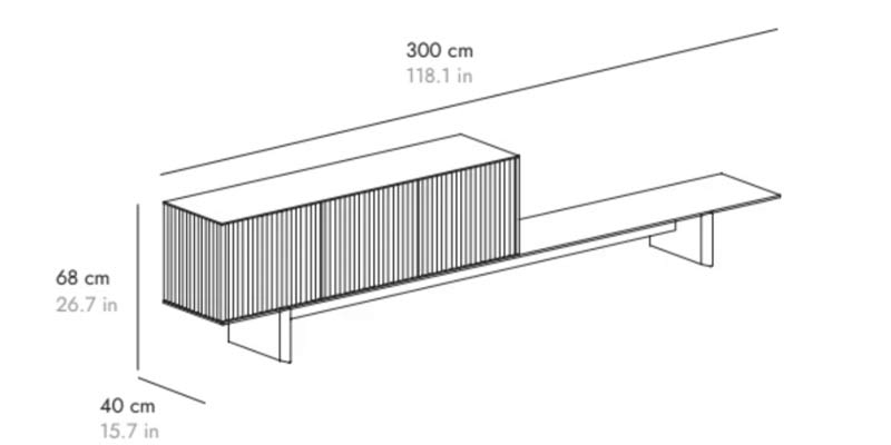 B 300 cm 3 Türen auf Bank