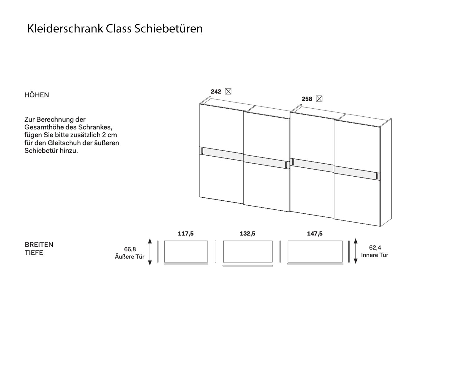 Skizze Maße Größenangaben Kleider Schrank Class