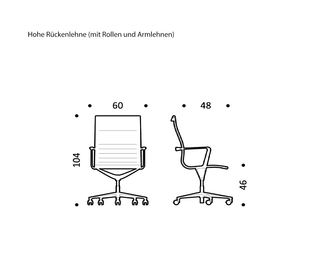 Skizze Maße Hohe Rückenlehne Una Chair von ICF