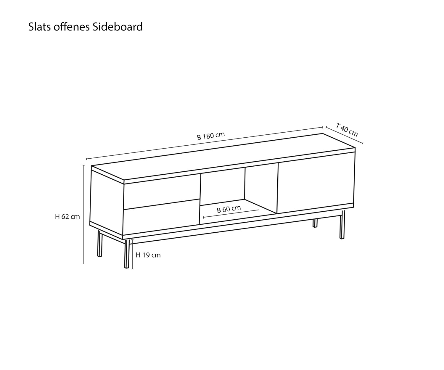 Designer Board Slats von Punt Skizze Größen Maße Größenangaben